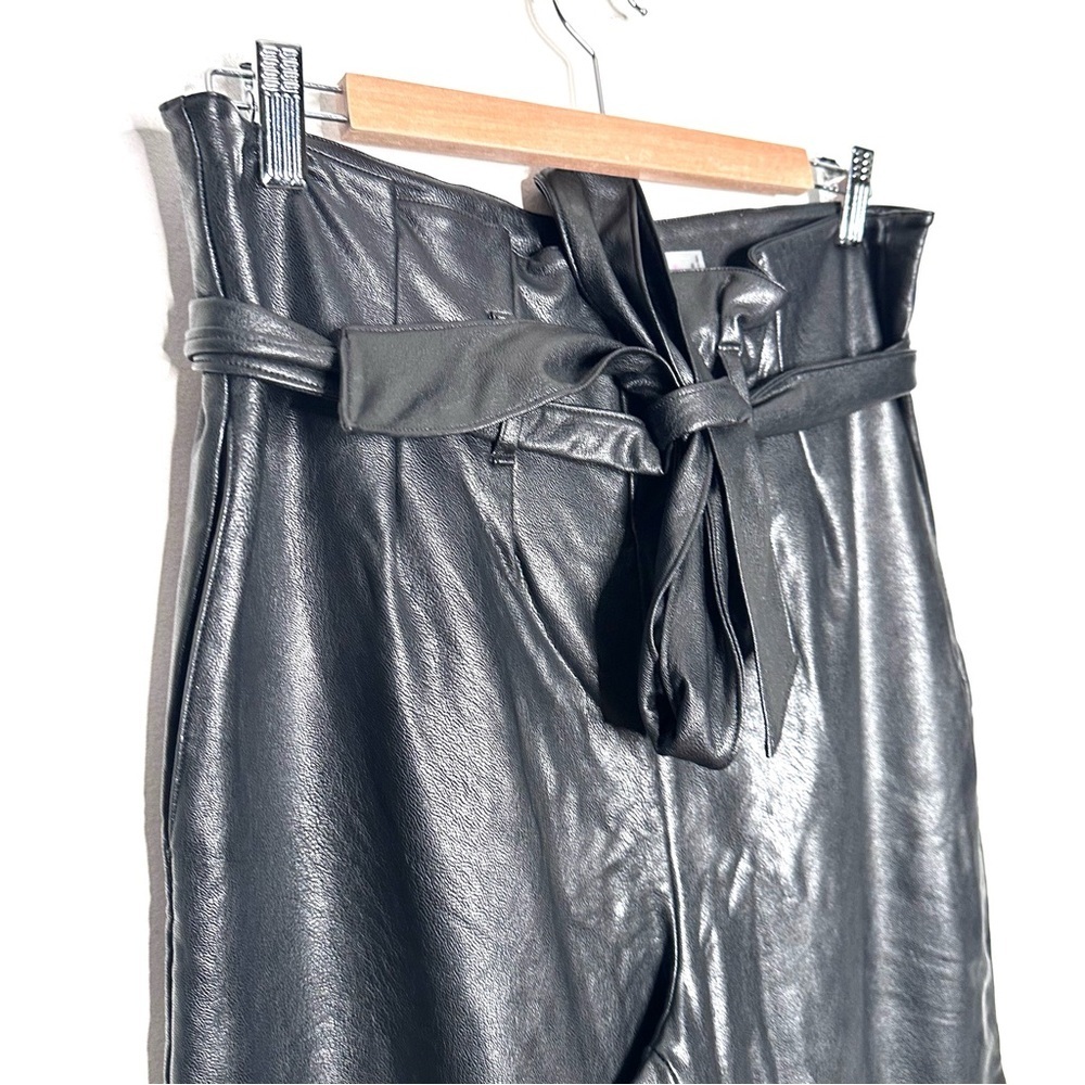 Commando Black Faux Leather Paper Bag Tie Waist Pants Size Medium - Picture 3 of 7